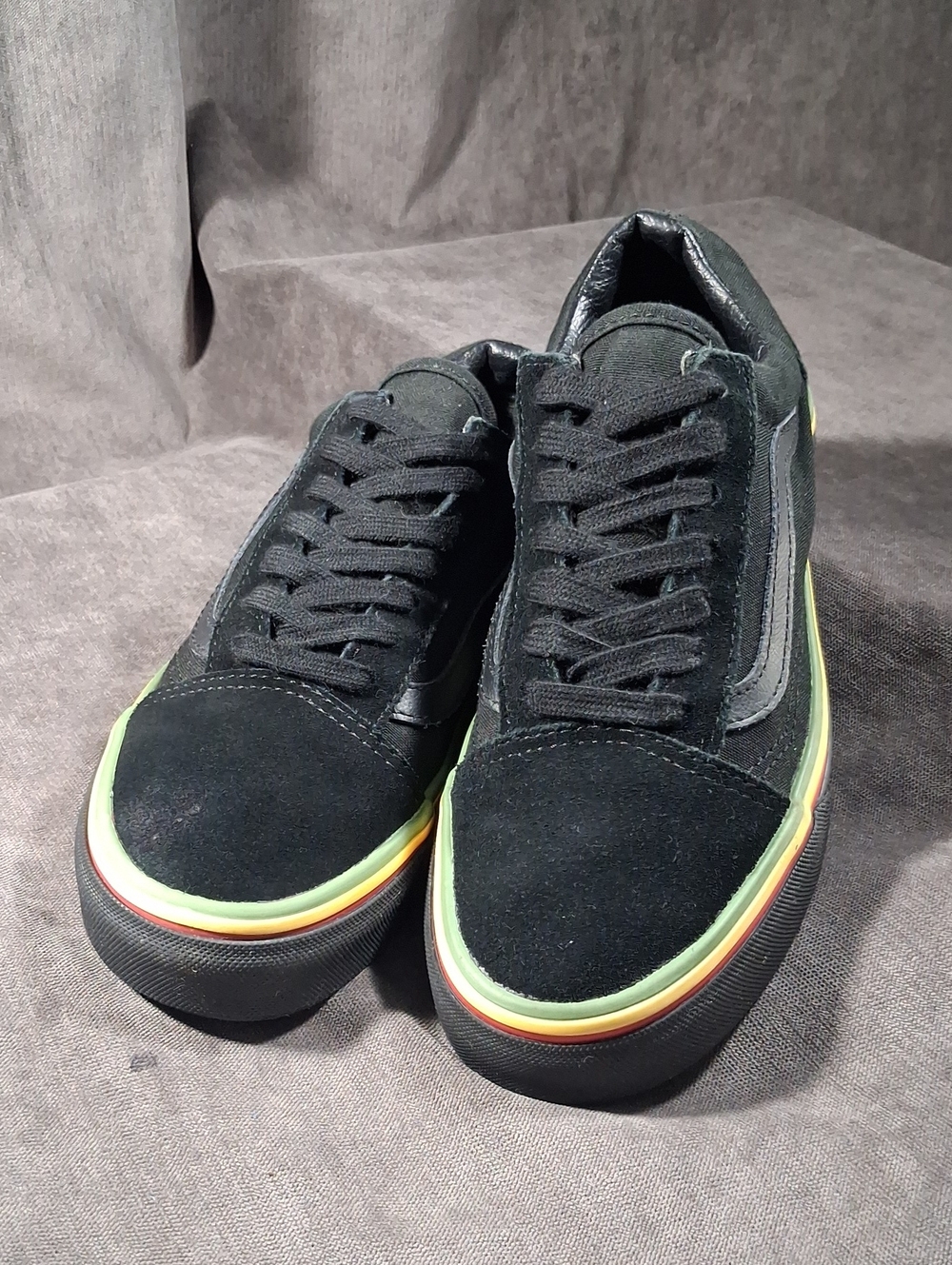 Vans Rasta Old Skool Black Suede Canvas Sneakers VG- US 6 Jamaican Flag Colours
